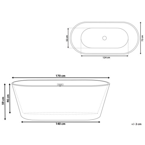 Wanna wolnostojąca 170 x 72 cm czarna HAVANA