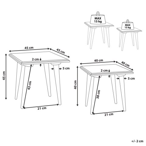 Zestaw 2 stolików pomocniczych drewno mango zielony BELIDHA