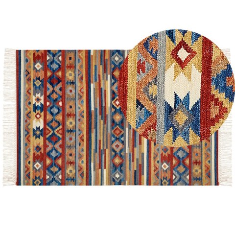 Dywan wełniany kilim 200 x 300 cm wielokolorowy NORAKERT Lumarko!