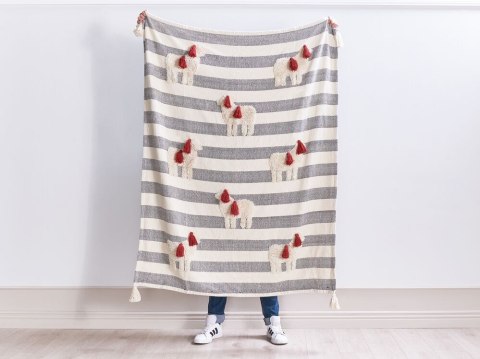 Koc bawełaniany 125 x 150 cm biało-szary NAMTAR