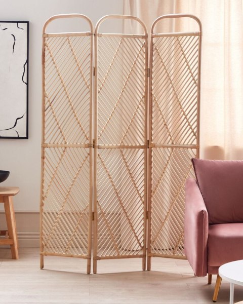 3-panelowy składany parawan pokojowy rattanowy 106 x 180 cm naturalny COSENZA