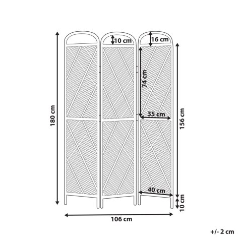 3-panelowy składany parawan pokojowy rattanowy 106 x 180 cm naturalny COSENZA