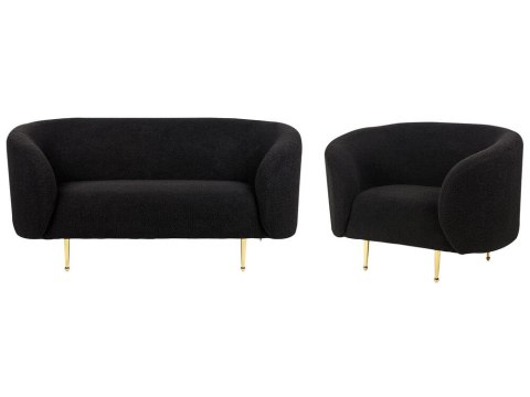 Komplet wypoczynkowy 3-osobowy boucle czarny LOEN