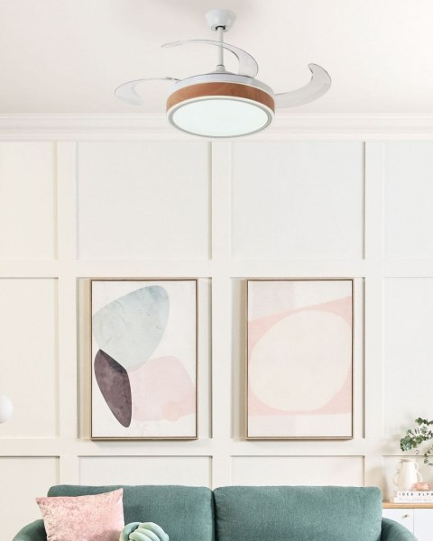 Wentylator sufitowy biały z jasnym drewnem FREMONT