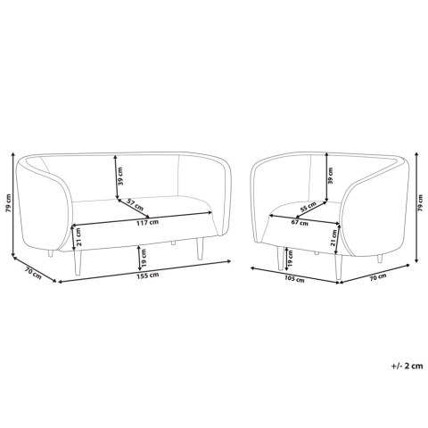 Komplet wypoczynkowy 3-osobowy tapicerowany beżowy ze złotym LOEN