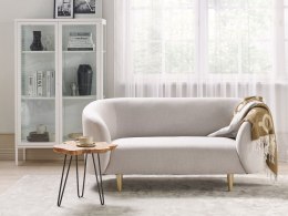 Sofa dwuosobowa tapicerowana beżowa ze złotym LOEN Lumarko!
