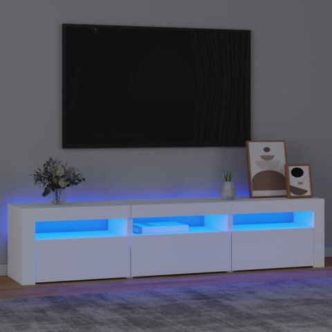 Szafka pod TV z oświetleniem LED, biała, 180x35x40 cm Lumarko!