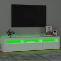 Szafka pod TV z oświetleniem LED, biała, 180x35x40 cm Lumarko!