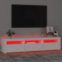 Szafka pod TV z oświetleniem LED, biała, 180x35x40 cm Lumarko!