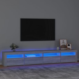 Szafka pod TV z oświetleniem LED, szary dąb sonoma,240x35x40 cm Lumarko!