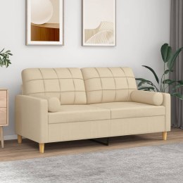 2-osobowa sofa z poduszkami, kremowa, 140 cm, tkanina Lumarko!