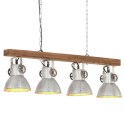 Industrialna lampa sufitowa, srebrna, E27, drewno mango Lumarko!