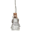 Industrialna lampa sufitowa, srebrna, E27, drewno mango Lumarko!