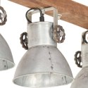 Industrialna lampa sufitowa, srebrna, E27, drewno mango Lumarko!