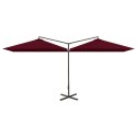 Podwójny parasol na stalowym słupku, bordowy, 600x300 cm Lumarko!