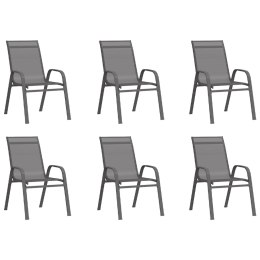 Sztaplowane krzesła ogrodowe, 6 szt., szare, tworzywo textilene Lumarko!