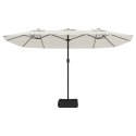Podwójny parasol ogrodowy z LED, piaskowa biel, 449x245 cm Lumarko!