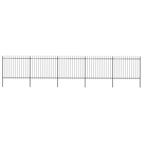 Ogrodzenie z prętów z grotami, stalowe, 8,5 x 1,5 m, czarne Lumarko!