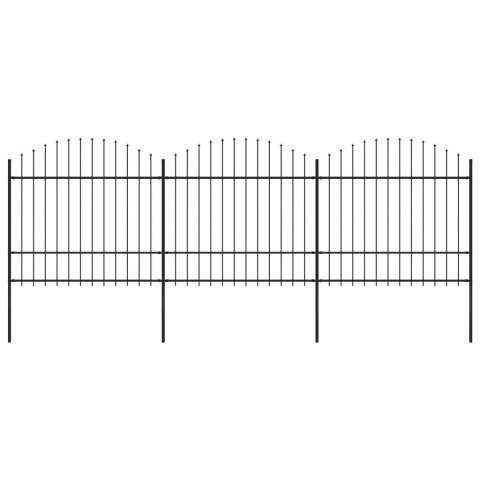 Panele ogrodzeniowe z grotami, stal, (1,5-1,75) x 5,1 m, czarne Lumarko!