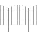 Panele ogrodzeniowe z grotami, stal, (1,5-1,75) x 5,1 m, czarne Lumarko!