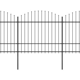 Panele ogrodzeniowe z grotami, stal, (1,5-1,75) x 8,5 m, czarne Lumarko!