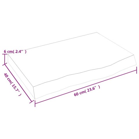Półka, 60x40x(2-6) cm, surowe lite drewno dębowe Lumarko!