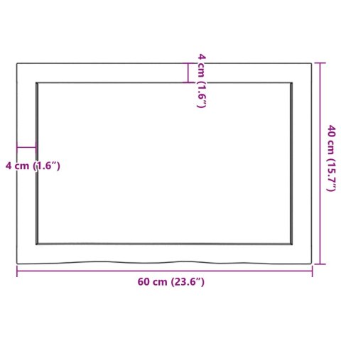 Półka, 60x40x(2-6) cm, surowe lite drewno dębowe Lumarko!