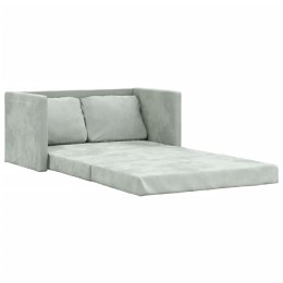 Sofa podłogowa 2-w-1, jasnoszara, 122x204x55 cm, aksamit Lumarko!