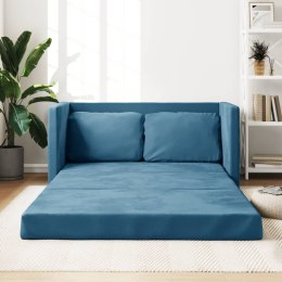 Sofa podłogowa 2-w-1, niebieska, 122x204x55 cm, aksamit Lumarko!