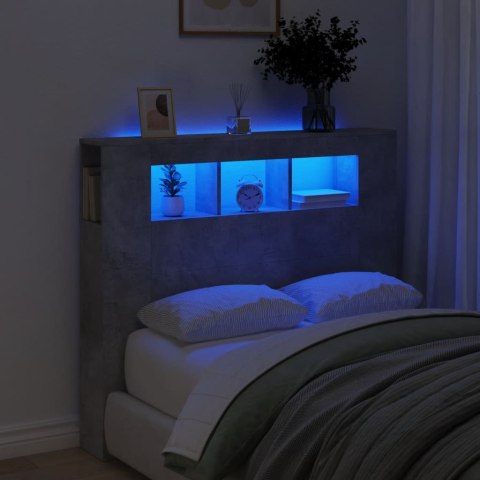 Wezgłowie łóżka z LED, szarość betonu, 120x18,5x103,5 cm Lumarko!