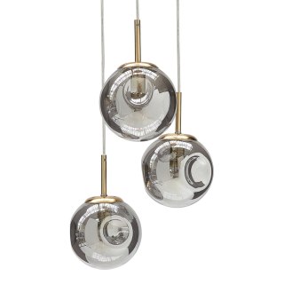 Lampa wisząca szklana 3-punktowa przezroczysta z mosiężnym RALFES