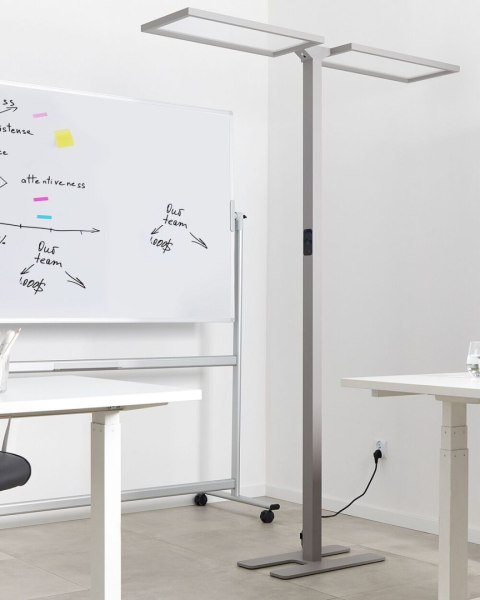 Lampa podłogowa LED metalowa srebrna SCULPTOR