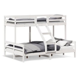 Łóżko piętrowe, 90x200/140x200 cm, białe, lite drewno sosnowe Lumarko!