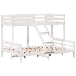 Łóżko piętrowe, 90x200/140x200 cm, białe, lite drewno sosnowe Lumarko!