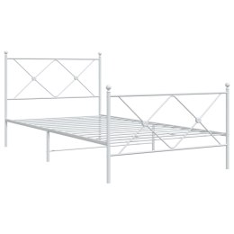 Metalowa rama łóżka z wezgłowiem i zanóżkiem, biała, 100x190 cm Lumarko!