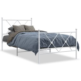 Metalowa rama łóżka z wezgłowiem i zanóżkiem, biała, 90x190 cm Lumarko!