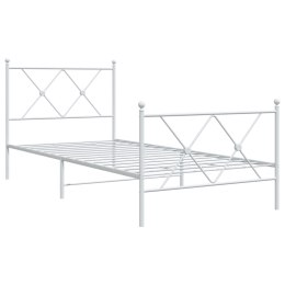 Metalowa rama łóżka z wezgłowiem i zanóżkiem, biała, 90x190 cm Lumarko!