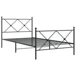 Metalowa rama łóżka z wezgłowiem i zanóżkiem, czarna, 100x190cm Lumarko!