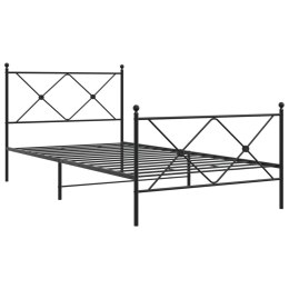 Metalowa rama łóżka z wezgłowiem i zanóżkiem, czarna, 107x203cm Lumarko!