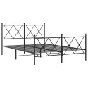 Metalowa rama łóżka z wezgłowiem i zanóżkiem, czarna, 140x200cm Lumarko!