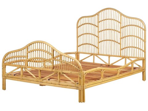 Łóżko rattanowe 140 x 200 cm jasne drewno DOMEYROT