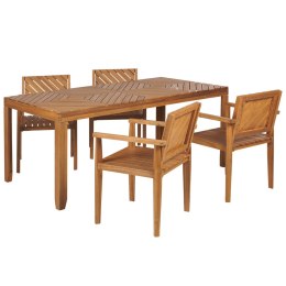 Zestaw ogrodowy drewniany stół i 4 krzesła jasny BARATTI Lumarko!