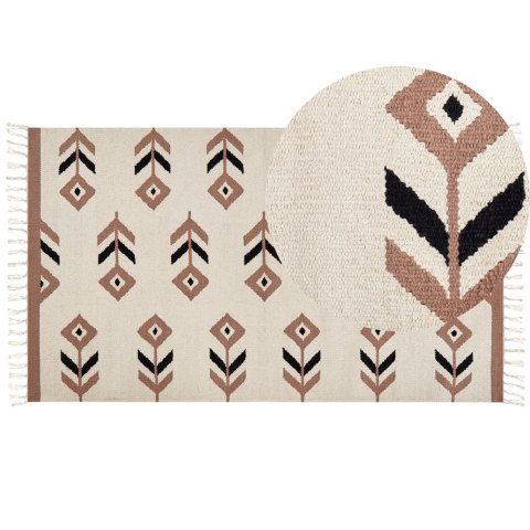 Dywan bawełniany kilim 80 x 150 cm beżowo-czarny NIAVAN Lumarko!