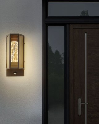 Lampa ścienna zewnętrzna LED z czujnikiem ruchu brązowa FRUID