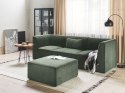 Sofa modułowa 3-osobowa z otomaną sztruksowa ciemnozielona LEMVIG Lumarko!