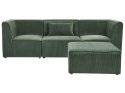 Sofa modułowa 3-osobowa z otomaną sztruksowa ciemnozielona LEMVIG Lumarko!