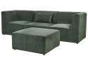 Sofa modułowa 3-osobowa z otomaną sztruksowa ciemnozielona LEMVIG Lumarko!