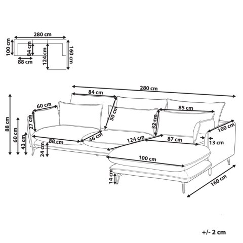 Narożnik eko zamsz lewostronny jasnobrązowy GALLO