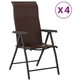 Składane krzesła ogrodowe, 4 szt., brązowe, polirattan Lumarko!