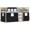 Łóżko piętrowe z zasłonkami, biało-czarne, 80x200 cm, sosnowe Lumarko!